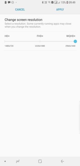 Galaxy S9 risoluzione