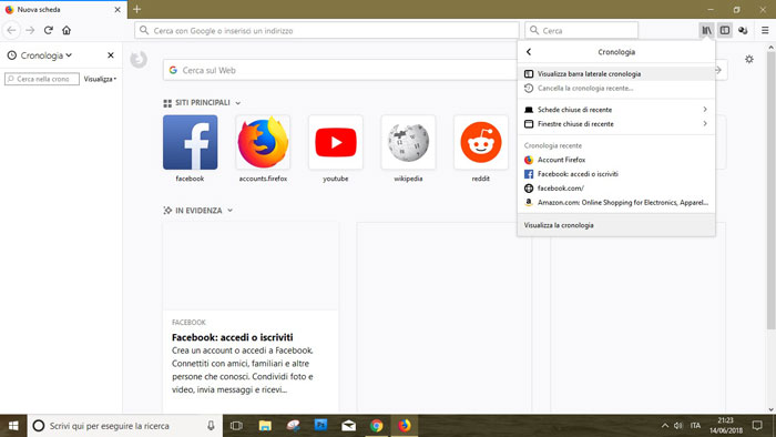 cancellare cronologia firefox