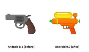 android 9.0 pie emoji pistola