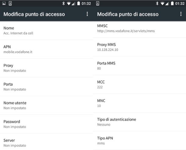 apn vodafone android