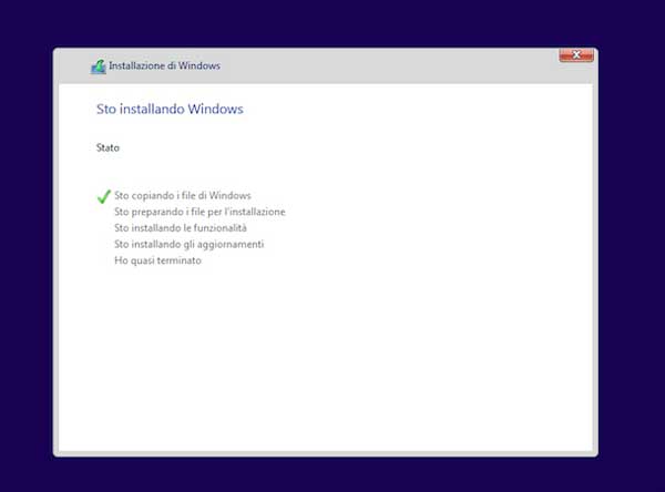 installare windows 10 da usb