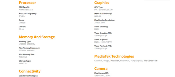 processori smartphone mediatek