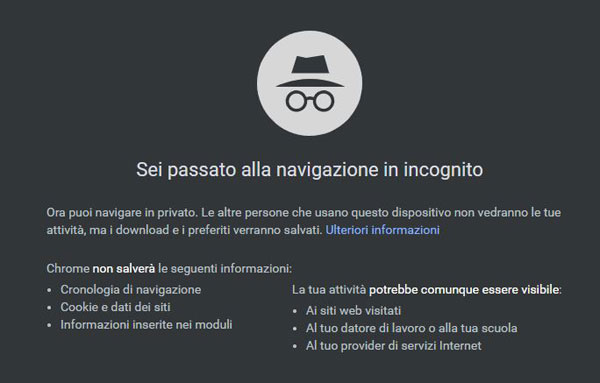 navigare anonimi chrome