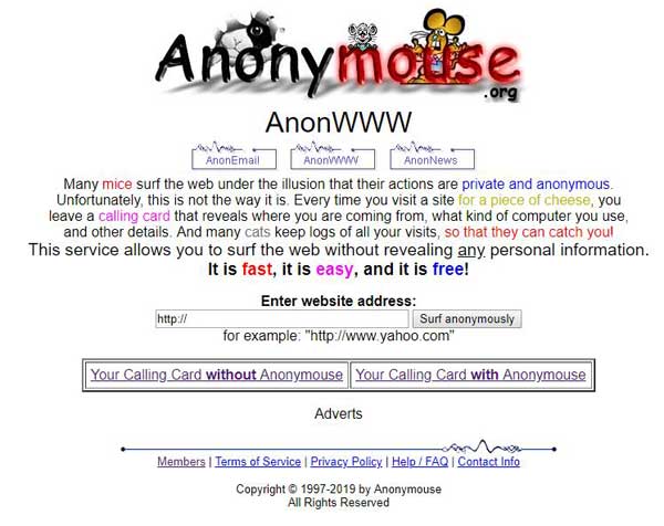 navigare anonimi anonymouse