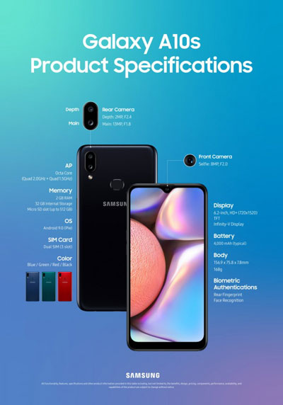 galaxy a10s specifiche