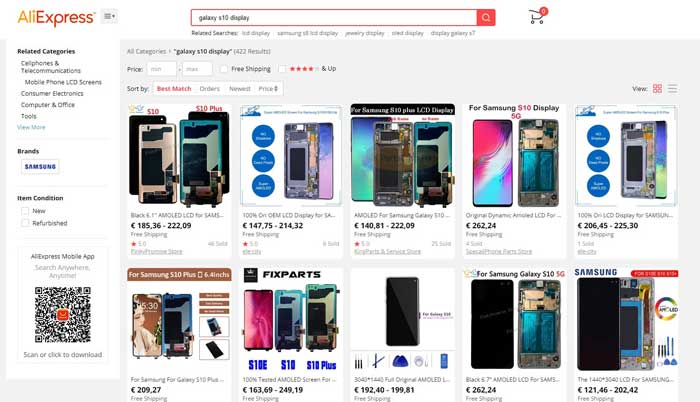 aliexpress componenti cellulari