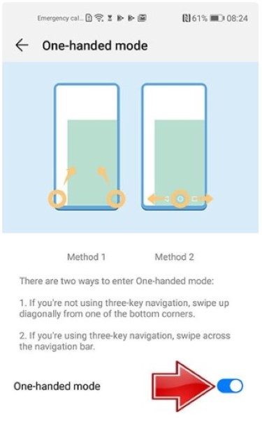 one handed mode huawei