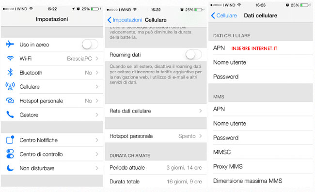 configurare internet very mobile ios