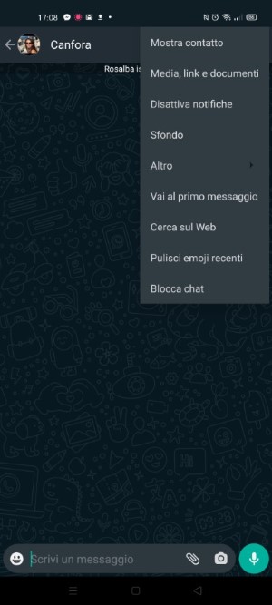 menu conversazione whatsapp