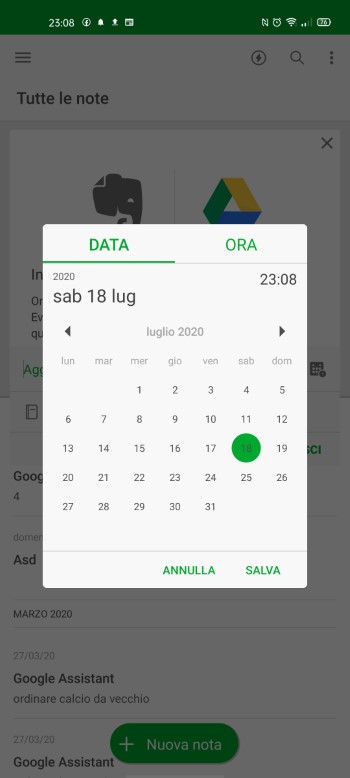 data e ora memo evernote