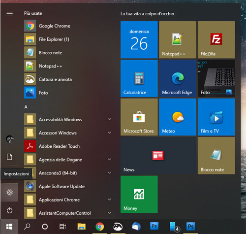 impostazioni windows 10