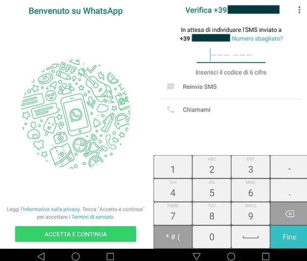 attivazione whatsapp numero di telefono