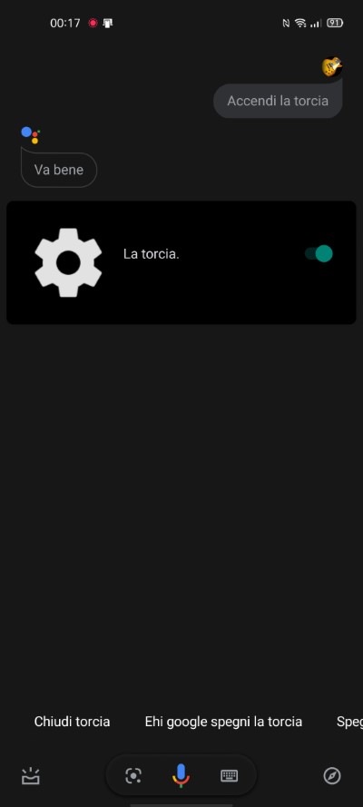 torcia google assistant