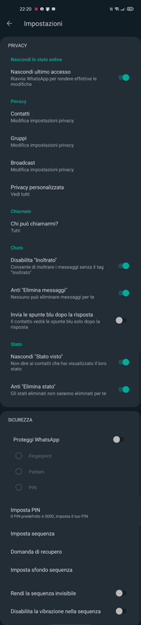 impostazioni privacy gbwhatsapp