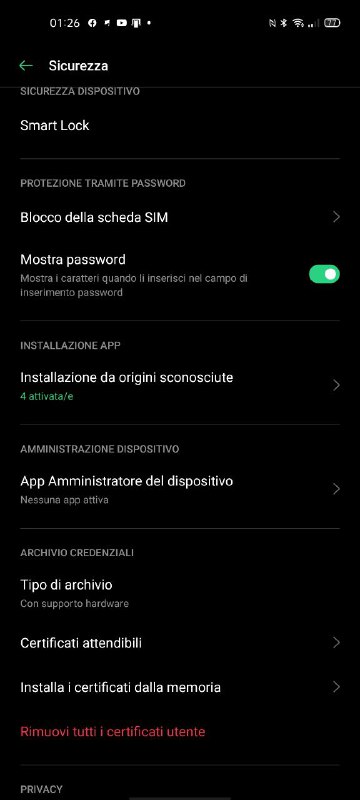 installazione app origini sconosciute