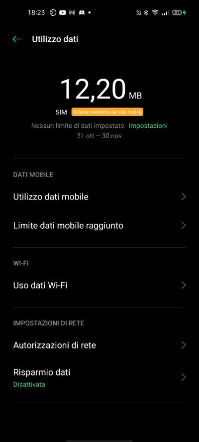 consumo dati android