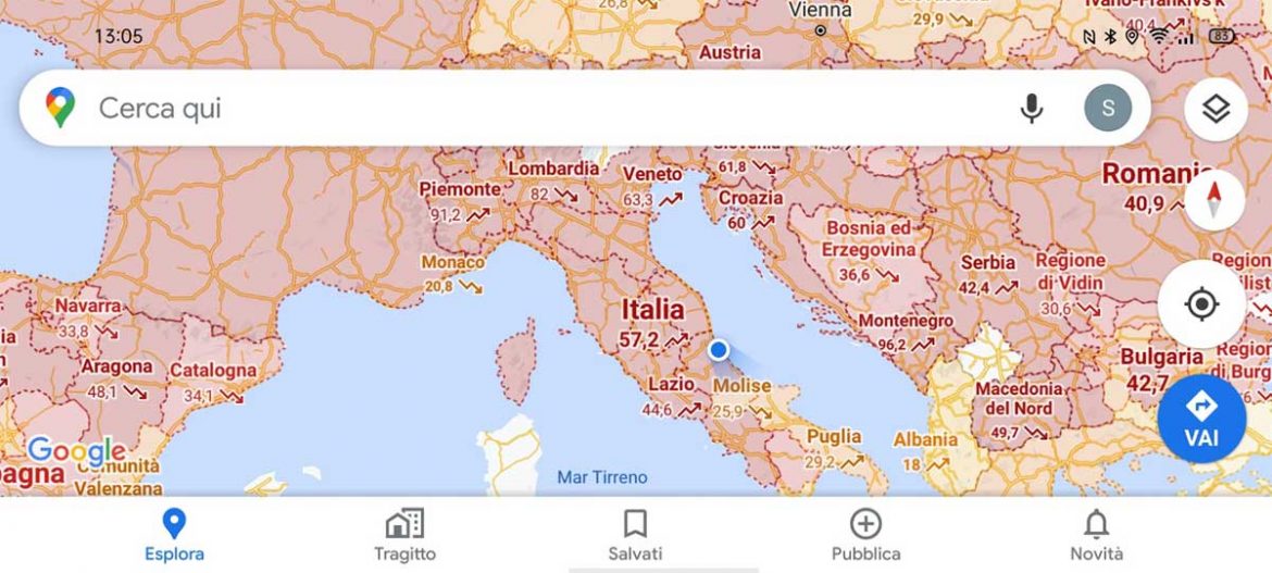 google maps covid-19 italia