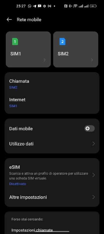 selezione scheda sim android