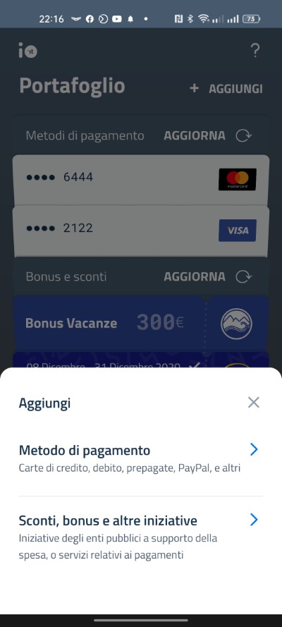 app io aggiungi carta giovani nazionale