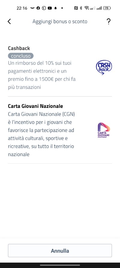 app io aggiungi carta giovani nazionale