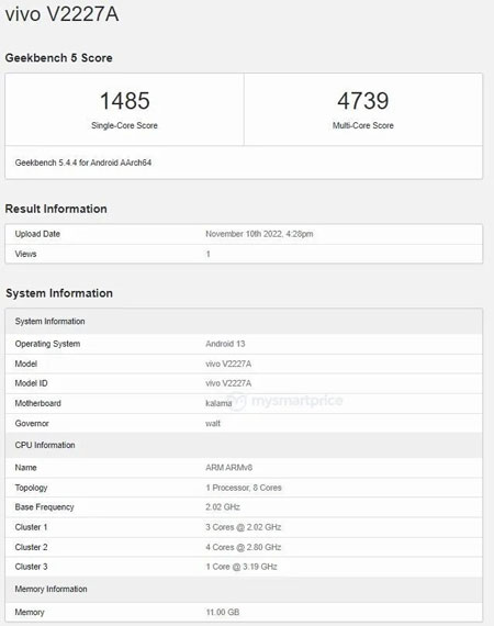 vivo x90 pro+ su geekbench