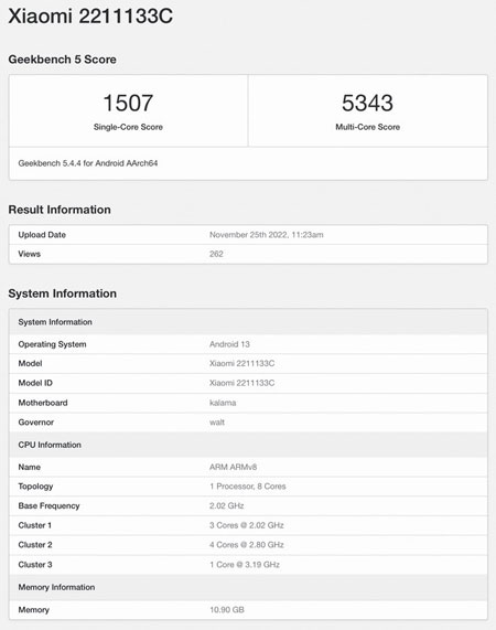 xiaomi 13 geekbench