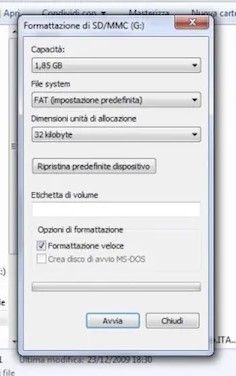 formattazione scheda sd