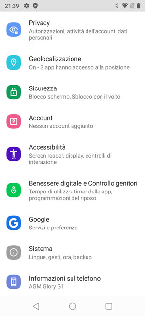 Android 11 stock impostazioni